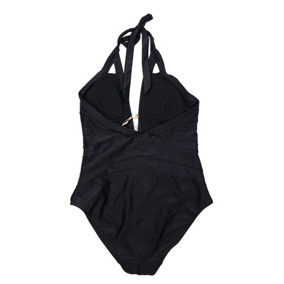 NWT Ted Baker Ralinda Halter Triangle Cut Outs One Piece Swimsuit Minimal Black - Picture 6 of 8